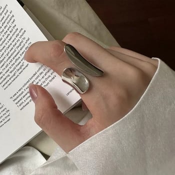 Минималистични сребърни пръстени за маншети за жени Двойки Нова мода Творчески плавен модел Геометрични парти бижута Подаръци