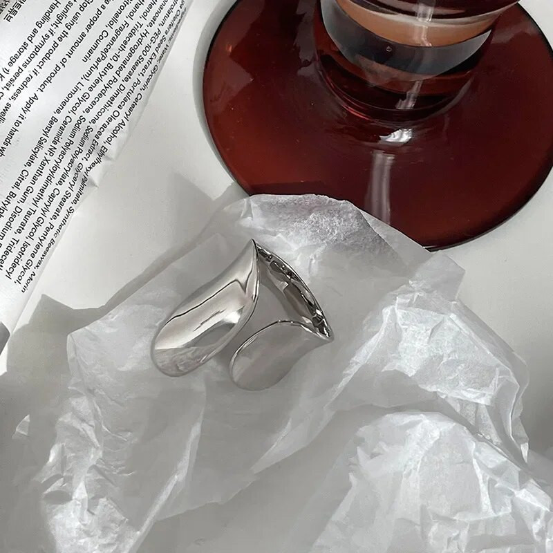 Minimalistički srebrni manžetni prstenovi za parove Nova moda Kreativni glatki uzorak Geometrijski nakit Pokloni