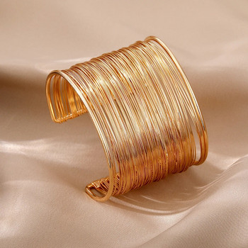 IPARAM Creative Gold Χρώμα Μεταλλικό Βραχιόλι για Γυναικεία Ανδρικά Ανοιχτό Στόμα Δώρα Μόδα κοσμημάτων