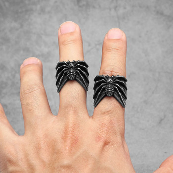 Мъжки пръстени от неръждаема стомана Паяк Животно Винтидж Пънк Модерен за жени Мотоциклетисти Модни бижута Креативност Подарък за Хелоуин Продажба на едро