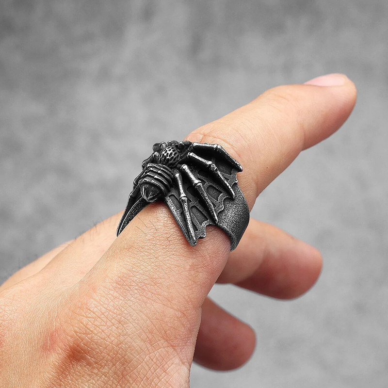Ανοξείδωτο ατσάλι Ανδρικά δαχτυλίδια Spider Animal Vintage Punk Trendy για γυναίκες Ποδηλάτης Μόδα Κοσμήματα Δημιουργικότητα Απόκριες Δώρο Χονδρική