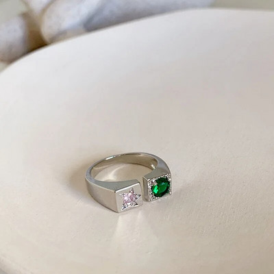 Πολύχρωμα μεταλλικά δαχτυλίδια ζιργκόν για γυναίκες Ακανόνιστο ματ δαχτυλίδι ρετρό δείκτης προσωπικότητας Δάχτυλο κοσμήματα Hip hop girls αξεσουάρ Δώρο