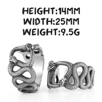 Мъжки пръстени от неръждаема стомана Двойна змия животно пънк модерен за жени байкер модни бижута Хелоуин творчество подарък търговия на едро