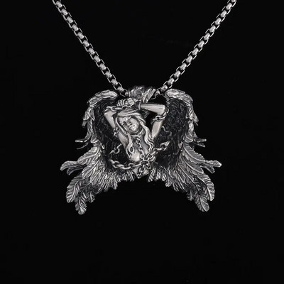 Klassikaline Ingli ripats Kaelakee Käsitsi valmistatud Seraph Prayer Ripats Pika ketiga kaelakee Meestele Naistele Ehted Aastapäeva kingitus