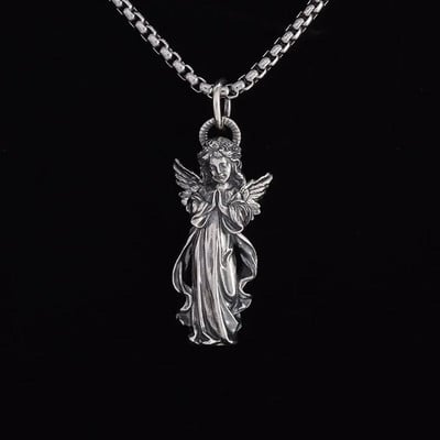 Klassikaline Ingli ripats Kaelakee Käsitsi valmistatud Seraph Prayer Ripats Pika ketiga kaelakee Meestele Naistele Ehted Aastapäeva kingitus