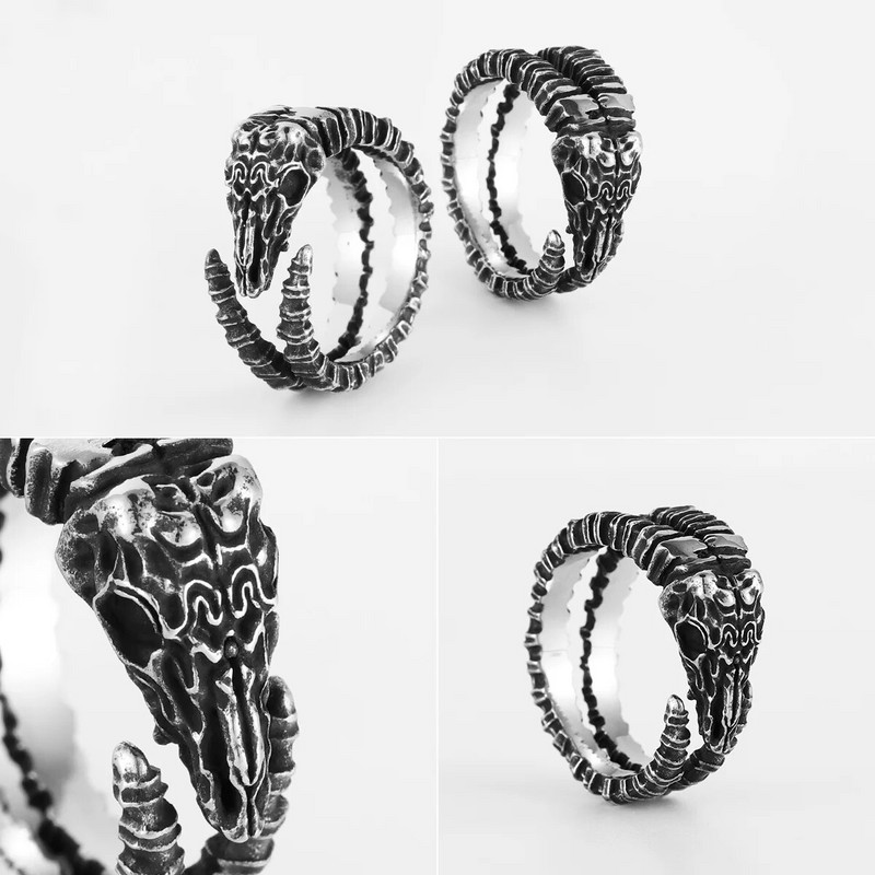 Nerūdijančio plieno vyriški žiedai Argali avių kaukolė punk madinga moterims dviratininkų madingi papuošalai Helovino kūrybiškumo dovanos didmeninė prekyba