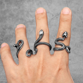 Мъжки пръстени от неръждаема стомана Animal Snake Viper Punk Trendy For Women Biker Fashion Jewelry Хелоуин Креативност Подарък на едро