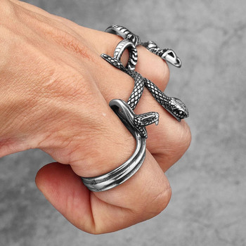 Мъжки пръстени от неръждаема стомана Animal Snake Viper Punk Trendy For Women Biker Fashion Jewelry Хелоуин Креативност Подарък на едро