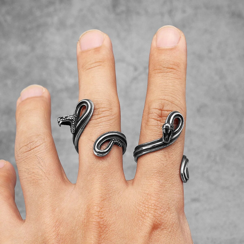 Nerūsējošā tērauda vīriešu gredzeni Dzīvnieku čūskas odze punk Moderns sievietēm Biker Modes rotaslietas Helovīna radošuma dāvanu vairumtirdzniecība
