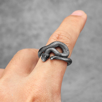 Мъжки пръстени от неръждаема стомана Viper Animal Snake Punk Trendy for Women Biker Fashion Jewelry Хелоуин Креативност Подарък на едро