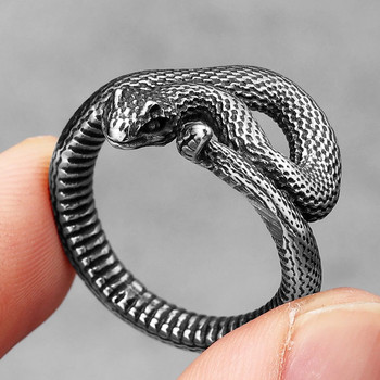 Ανδρικά δαχτυλίδια από ανοξείδωτο ατσάλι Viper Animal Snake Punk Trendy για γυναίκες Ποδηλάτης Μόδα Κοσμήματα Απόκριες Δημιουργικότητα Δώρο Χονδρική