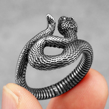 Мъжки пръстени от неръждаема стомана Viper Animal Snake Punk Trendy for Women Biker Fashion Jewelry Хелоуин Креативност Подарък на едро