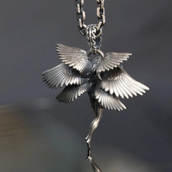 Vintage κολιέ Seraphim κρεμαστό κόσμημα Αξεσουάρ Hip Hop κοσμήματα με σκάλισμα στο χέρι Goddess Moonstone Angel Wings