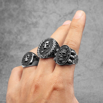 Immortal Viking Symbol Skull Мъжки пръстени от неръждаема стомана Дамски бижута Пънк готически рок ретро модни аксесоари подарък на едро