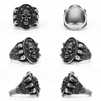Immortal Viking Symbol Skull Мъжки пръстени от неръждаема стомана Дамски бижута Пънк готически рок ретро модни аксесоари подарък на едро