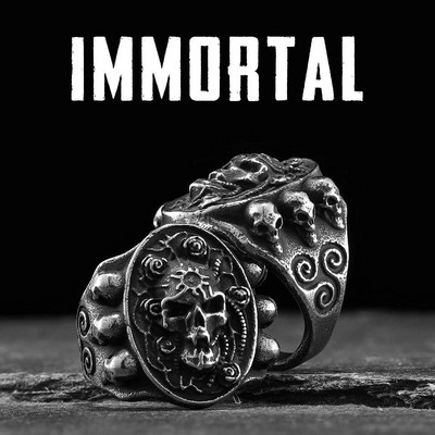 Immortal Viking Symbol Skull Мъжки пръстени от неръждаема стомана Дамски бижута Пънк готически рок ретро модни аксесоари подарък на едро