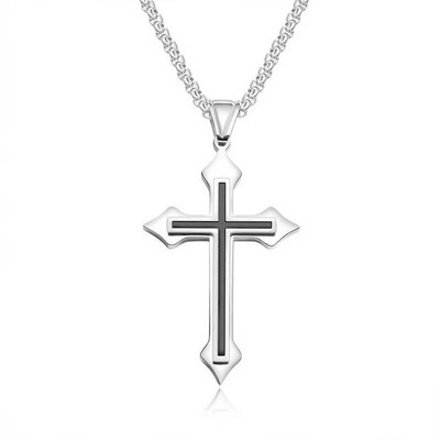 Meeste vintage Flame Cross ripats kaelakee Naiste roostevabast terasest lülikett võlu kaelakeed Lahedad punk hip hop ehted kingitus