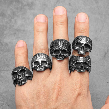 Weave Skull Ανδρικά δαχτυλίδια από ανοξείδωτο ατσάλι Γυναικεία κοσμήματα Punk Rock Vintage Μαύρα Γοτθικά Αξεσουάρ Μόδας Αισθητική Δώρο Χονδρική