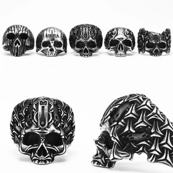 Weave Skull Men Rings Stainless Steel Women Jewelry Punk Rock Vintage Black Gothic Aesthetic Fashion Accessories Gift Wholesale