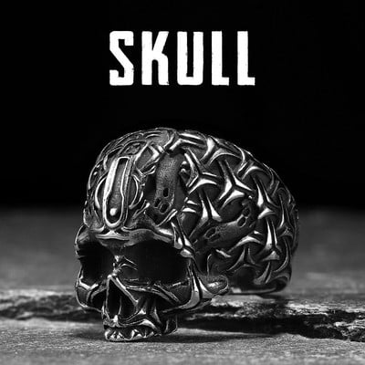 Weave Skull Muški prstenovi od nehrđajućeg čelika Ženski nakit Punk Rock Vintage Black Gothic Estetski modni dodaci Poklon Veleprodaja