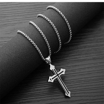 Κολιέ με κρεμαστό σταυρό από ανοξείδωτο ατσάλι για γυναίκες άντρες Έφηβοι Πανκ χιπ χοπ γοτθικό σταυρό κολιέ κοσμήματα μόδας