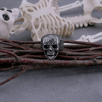Ανοξείδωτο ρετρό λουλούδι δαχτυλίδι κρανίο Ανδρικό γοτθικό χιπ χοπ μόδας δαχτυλίδι ποδηλάτης ανδρικό κοσμήματα δώρο Ξύλινο κουτί Dropshipping