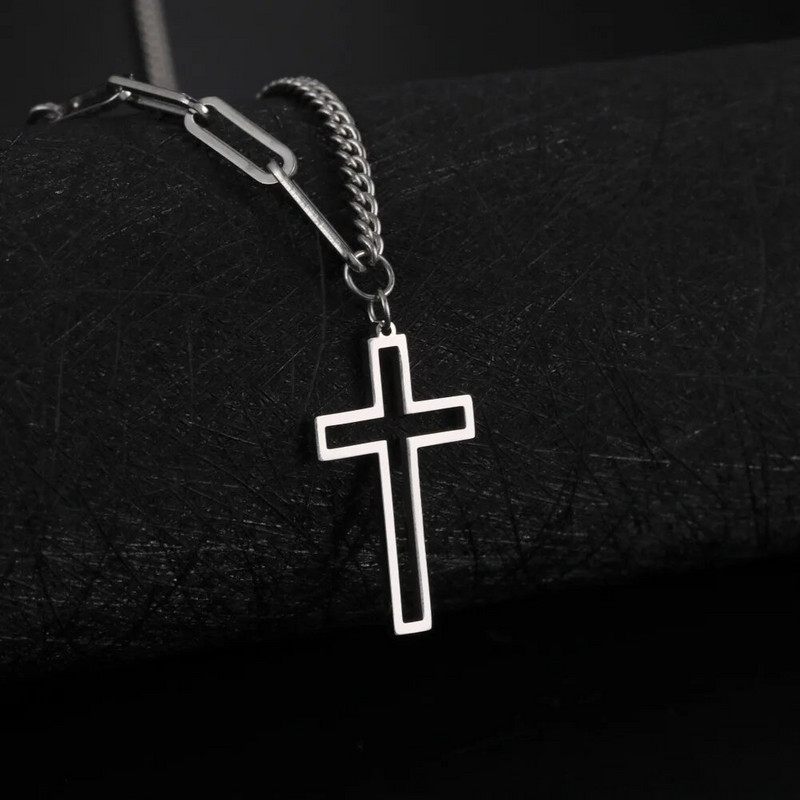 Ogrlica od nehrđajućeg čelika za muškarce Žene Ažur Ogrlica s privjeskom u obliku križa Modni kubanski lančić Nakit za rođendanske darove