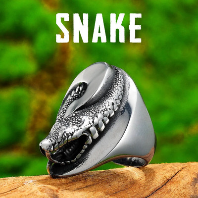 Tai Chi Alien Snake Animal Мъжки пръстени от неръждаема стомана Дамски бижута Пънк Рок Готини неща Модни аксесоари Подарък на едро