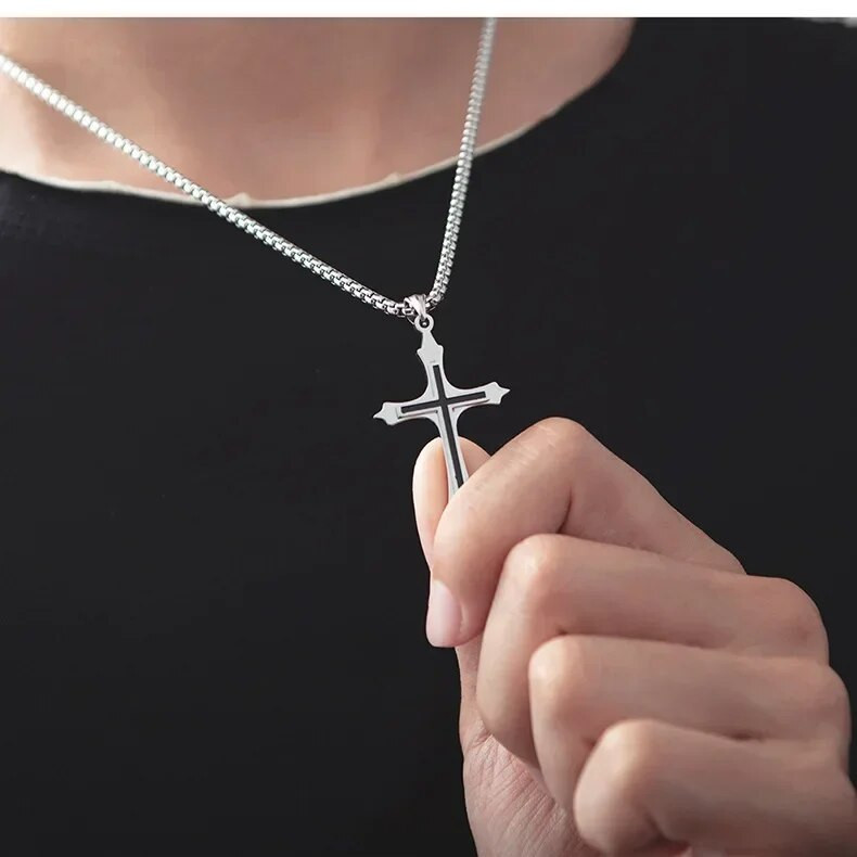 Moodne Vintage Flame Cross ripats kaelakee naistele Meestele pikk kett Punk Goth Trendikad aksessuaarid Choker gooti ehted