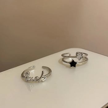 Kpop Fashion Star Κρυστάλλινα Κρυστάλλινα Δαχτυλίδια για κορίτσια Δαχτυλίδι διπλής στρώσης Αισθητικό κόσμημα y2k Αξεσουάρ 2024 Νέα τάση