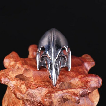 Реколта Odin Crow Skull Ring Men Biker Nordic Stainless Steel Viking Ring Fashion Amulet Ravens Jewelry Gift едро