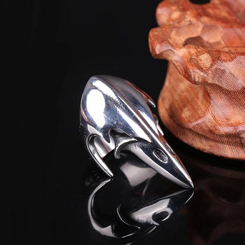 Реколта Odin Crow Skull Ring Men Biker Nordic Stainless Steel Viking Ring Fashion Amulet Ravens Jewelry Gift едро