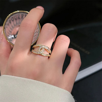 2022 Нов дизайн U-образен циркон Регулируеми пръстени Момиче Хип-хоп аксесоари за жени Момичета Корейски модни бижута Подарък