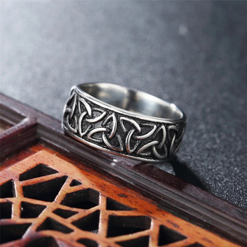 Nordic Stainless Steel Viking Ring Men Amulet Retro Odin Celtics Knot Trinity Rings for Men Модни бижута Подарък на едро