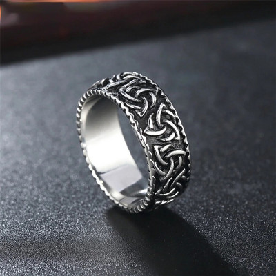 Nordic Stainless Steel Viking Ring Men Amulet Retro Odin Celtics Knot Trinity Rings for Men Модни бижута Подарък на едро