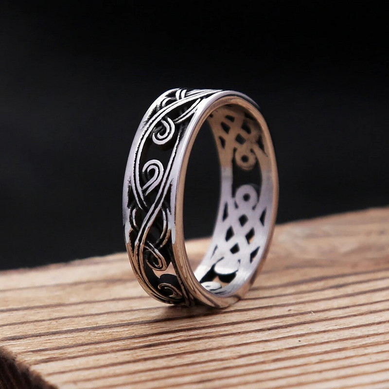 Απλά δαχτυλίδια από ανοξείδωτο ατσάλι 316 λίτρων για άνδρες Γυναικεία Vintage μόδα δαχτυλίδι με μοτίβο από γυαλί Δημιουργικό κόσμημα για ζευγάρια