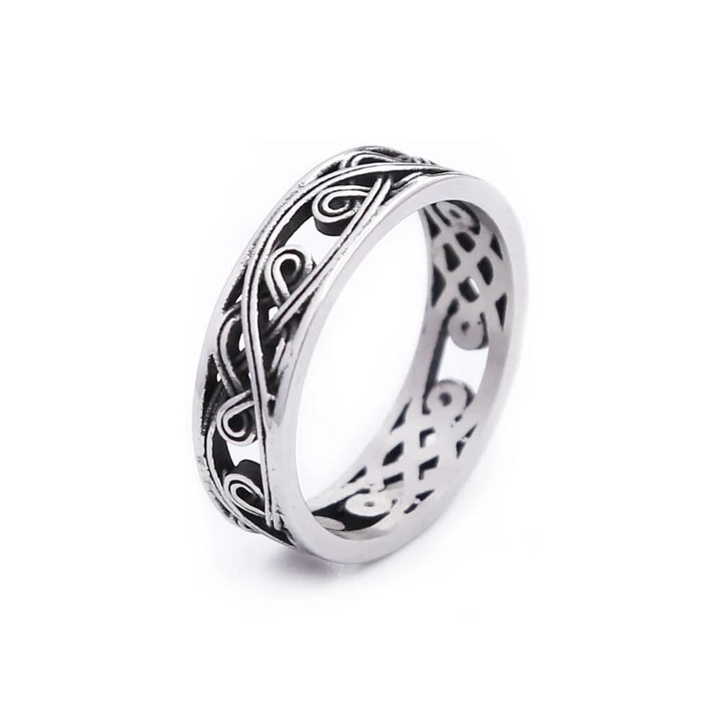 Απλά δαχτυλίδια από ανοξείδωτο ατσάλι 316 λίτρων για άνδρες Γυναικεία Vintage μόδα δαχτυλίδι με μοτίβο από γυαλί Δημιουργικό κόσμημα για ζευγάρια