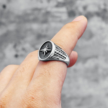 Δαχτυλίδια από ανοξείδωτο ατσάλι 316L North Star Shining Fashion Men Cool Ring for Friend Rider Biker Κοσμήματα Μοναδικό καλύτερο δώρο χονδρικής
