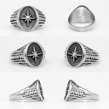 Пръстени от неръждаема стомана 316L North Star Shining Fashion Men Cool Ring for Friend Rider Biker Jewelry Уникален най-добър подарък на едро