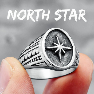 316L nerūsējošā tērauda gredzeni Ziemeļzvaigznes spīdošs modes vīriešu foršs gredzens draugam braucējam motociklistu rotaslietas unikālas labākās dāvanas vairumtirdzniecība