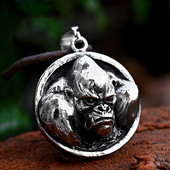 Vintage Classic Gorilla King Kong μενταγιόν κολιέ για άνδρες 316L από ανοξείδωτο ατσάλι Punk Biker Κολιέ με ζώα Δώρο κοσμήματα μόδας