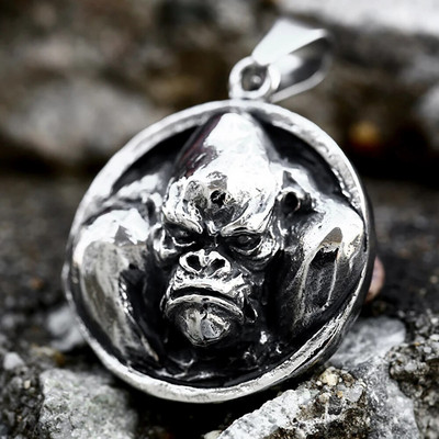 Vintage Classic Gorilla King Kong μενταγιόν κολιέ για άνδρες 316L από ανοξείδωτο ατσάλι Punk Biker Κολιέ με ζώα Δώρο κοσμήματα μόδας