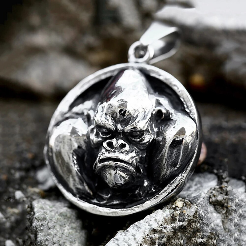 Vintage Classic Gorilla King Kong μενταγιόν κολιέ για άνδρες 316L από ανοξείδωτο ατσάλι Punk Biker Κολιέ με ζώα Δώρο κοσμήματα μόδας