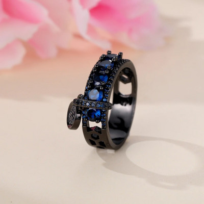 Vintage prsten od kraljevsko plavog kamena u boji žutog zlata, luksuzno žensko vjenčano prstenje za žene, okrugli viseći prsten, zaručnički nakit, darovi