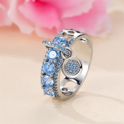 Vintage prsten od kraljevsko plavog kamena u boji žutog zlata, luksuzno žensko vjenčano prstenje za žene, okrugli viseći prsten, zaručnički nakit, darovi