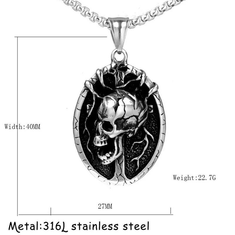 Uus gooti thrilleri pealuukaelakee mehele Vintage roostevabast terasest deemoni risti ripats Loomingulised Halloweeni ehted Dropshipping