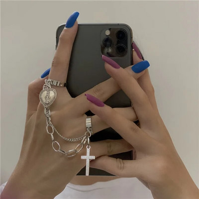 Punk gooti must nahkhiire tiibrist ketisõrmused meestele naistele hiphop kristallist südameristi ebakorrapärased topeltsõrmusõrmused ehted