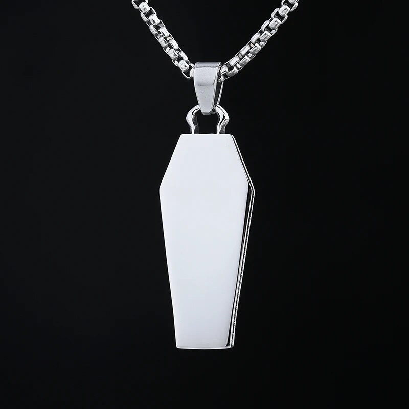 Χονδρική τιμή Punk Rock από ανοξείδωτο ατσάλι γοτθικό φέρετρο με κρεμαστό κολιέ σταυρού με αλυσίδα για ανδρικό πάρτι/Δώρο αποκριών