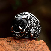 Mood Retro Domineeriv Snake Ring Gooti roostevabast terasest Meeste Must Kivisõrmus Punk Biker Amulet Ehted Kingitused Hulgimüük