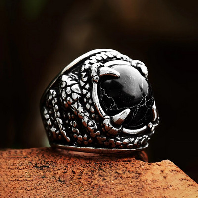Mood Retro Domineeriv Snake Ring Gooti roostevabast terasest Meeste Must Kivisõrmus Punk Biker Amulet Ehted Kingitused Hulgimüük